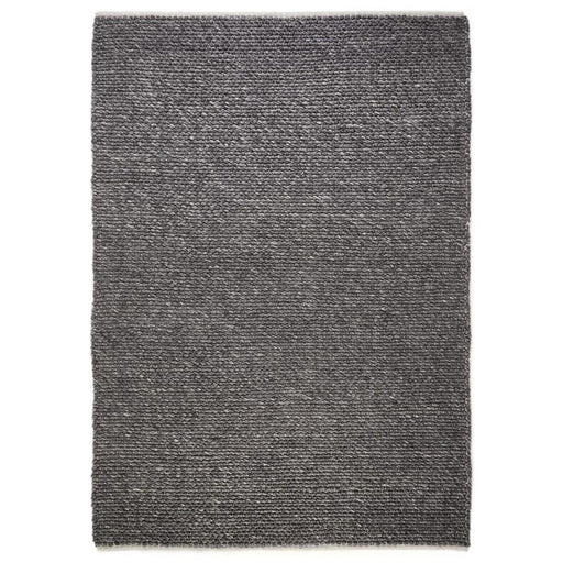 Savannah Modern Plain Mottled Beaded Pebble Hand-Woven Textured Wool Flat-Pile Charcoal Rug