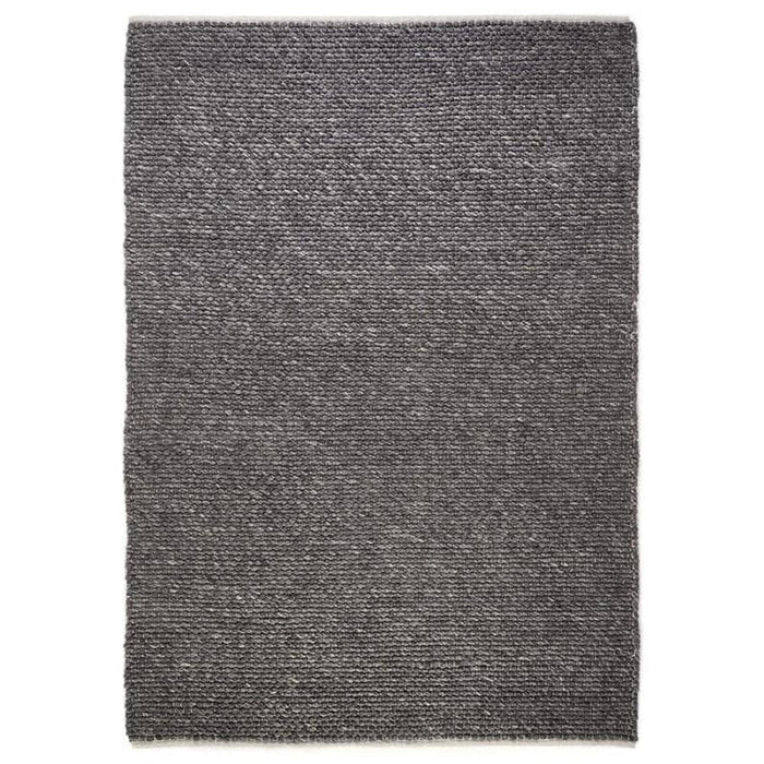 Savannah Modern Plain Mottled Beaded Pebble Hand-Woven Textured Wool Flat-Pile Charcoal Rug
