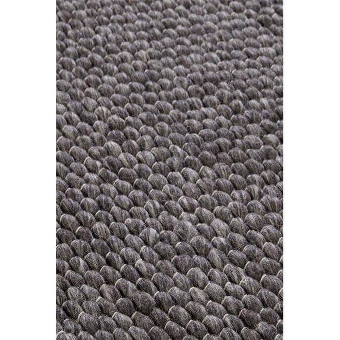 Savannah Modern Plain Mottled Beaded Pebble Hand-Woven Textured Wool Flat-Pile Charcoal Runner