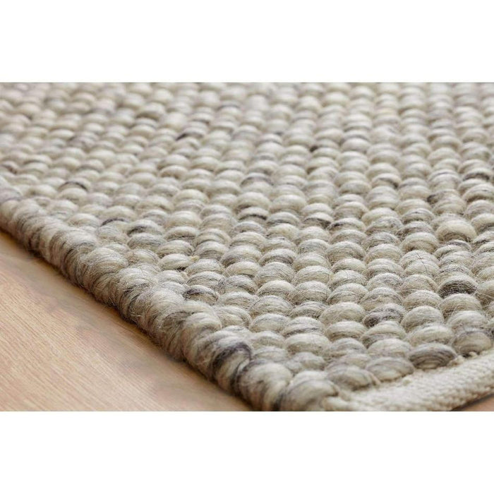 Savannah Modern Plain Mottled Beaded Pebble Hand-Woven Textured Wool Flat-Pile Grey Rug