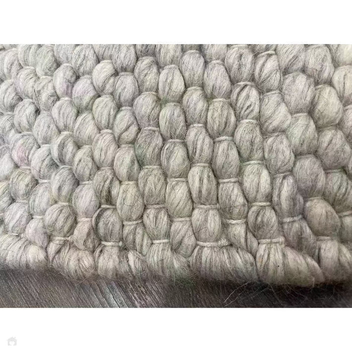 Savannah Modern Plain Mottled Beaded Pebble Hand-Woven Textured Wool Flat-Pile Grey Rug