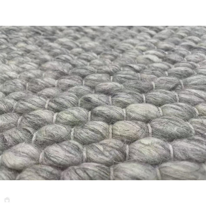 Savannah Modern Plain Mottled Beaded Pebble Hand-Woven Textured Wool Flat-Pile Grey Rug