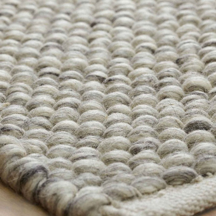 Savannah Modern Plain Mottled Beaded Pebble Hand-Woven Textured Wool Flat-Pile Grey Rug