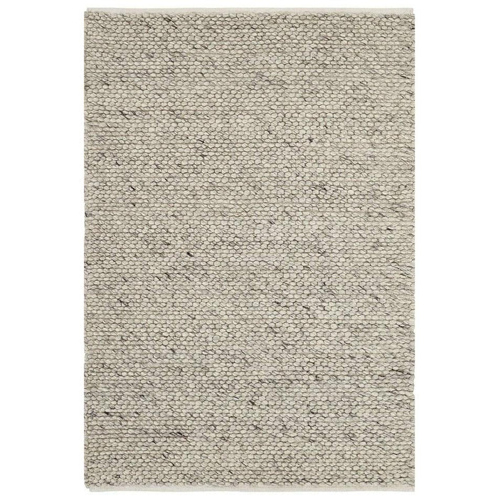 Savannah Modern Plain Mottled Beaded Pebble Hand-Woven Textured Wool Flat-Pile Grey Rug
