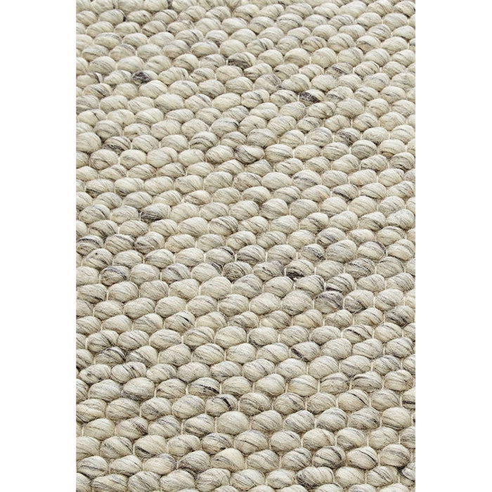 Savannah Modern Plain Mottled Beaded Pebble Hand-Woven Textured Wool Flat-Pile Grey Runner