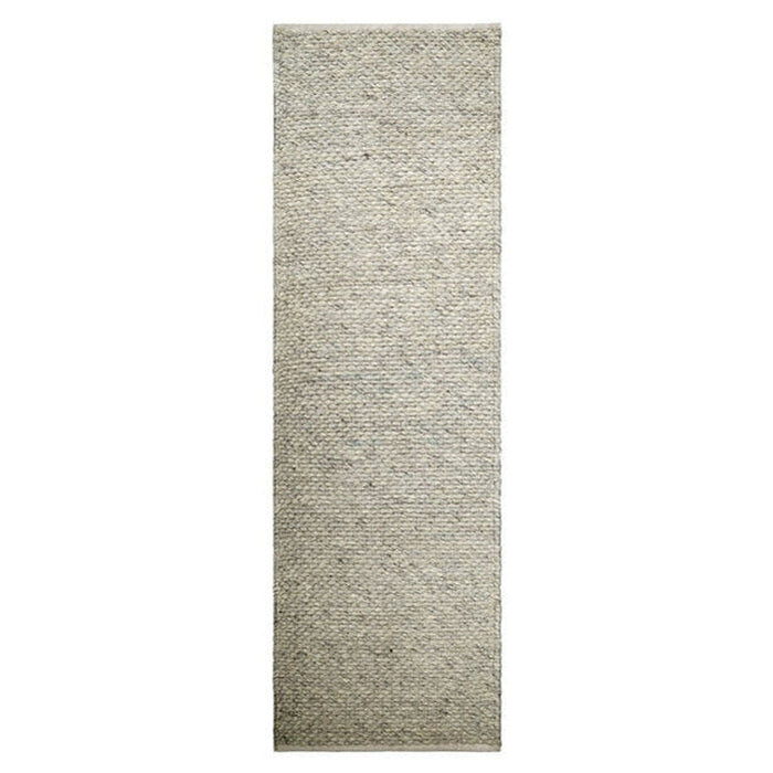 Savannah Modern Plain Mottled Beaded Pebble Hand-Woven Textured Wool Flat-Pile Grey Runner