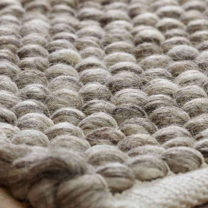 Savannah Modern Plain Mottled Beaded Pebble Hand-Woven Textured Wool Flat-Pile Taupe Rug
