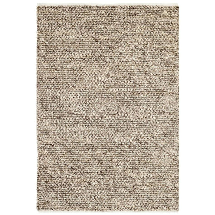 Savannah Modern Plain Mottled Beaded Pebble Hand-Woven Textured Wool Flat-Pile Taupe Rug