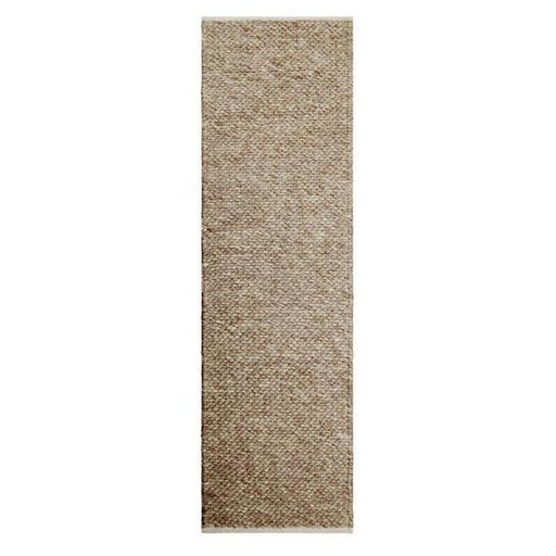 Savannah Modern Plain Mottled Beaded Pebble Hand-Woven Textured Wool Flat-Pile Taupe Runner