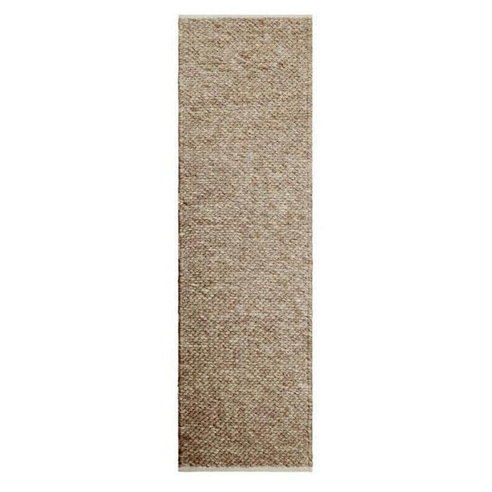 Savannah Modern Plain Mottled Beaded Pebble Hand-Woven Textured Wool Flat-Pile Taupe Runner