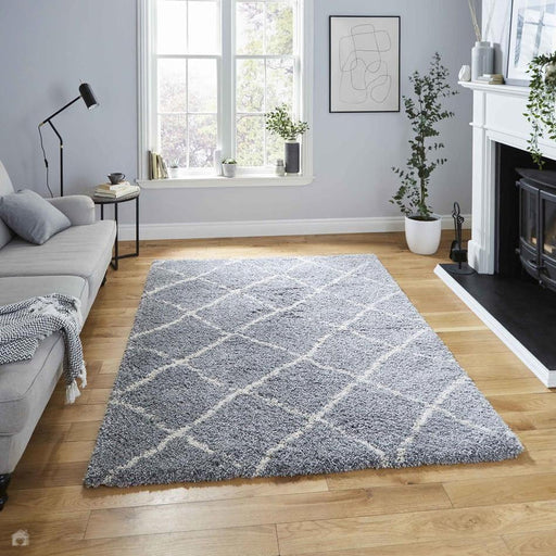 Scandi Berber G257 Modern Moroccan Berber Soft Plush Boho Shaggy Grey/Cream Rug