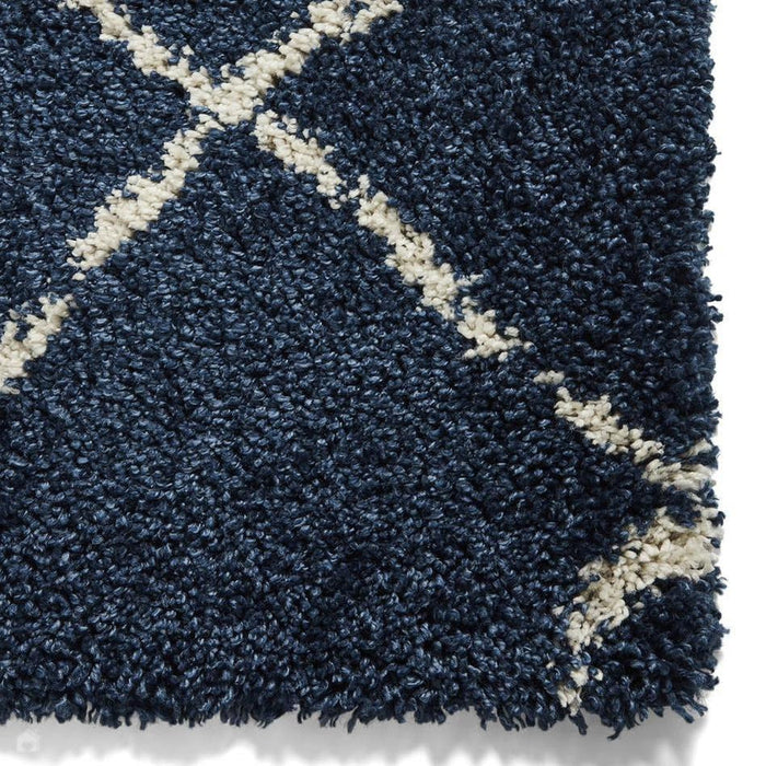 Scandi Berber G257 Modern Moroccan Berber Soft Plush Boho Shaggy Navy/Cream Rug