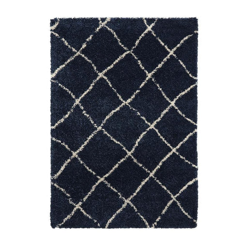 Scandi Berber G257 Modern Moroccan Berber Soft Plush Boho Shaggy Navy/Cream Rug