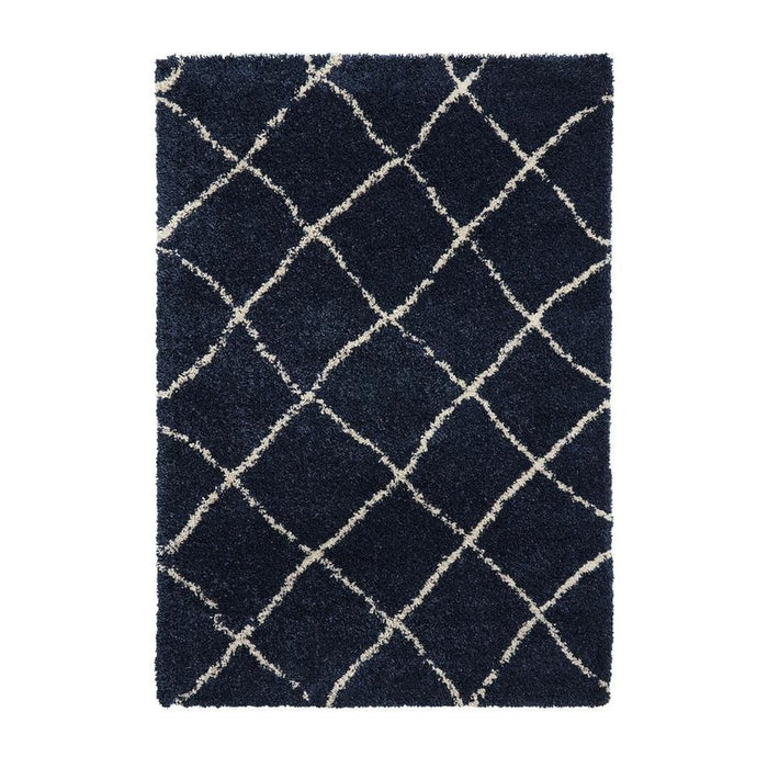 Scandi Berber G257 Modern Moroccan Berber Soft Plush Boho Shaggy Navy/Cream Rug