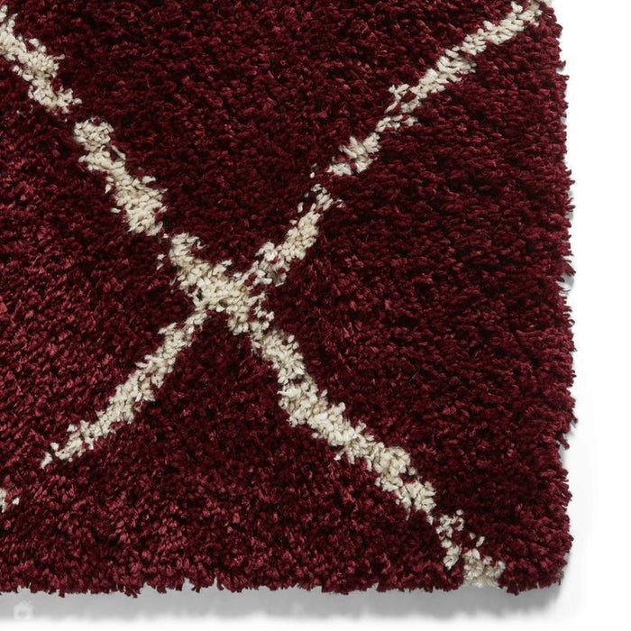 Scandi Berber G257 Tappeto moderno berbero marocchino morbido peluche Boho Shaggy rosso/crema