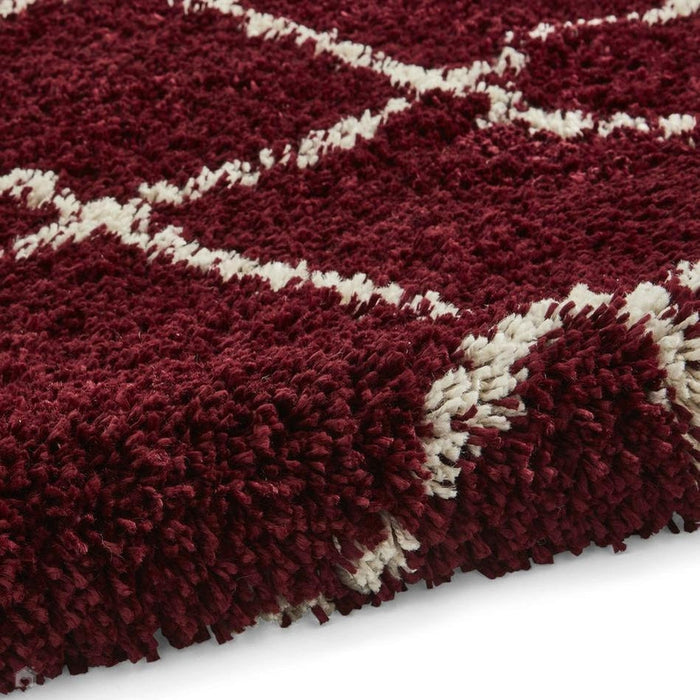 Scandi Berber G257 Tappeto moderno berbero marocchino morbido peluche Boho Shaggy rosso/crema