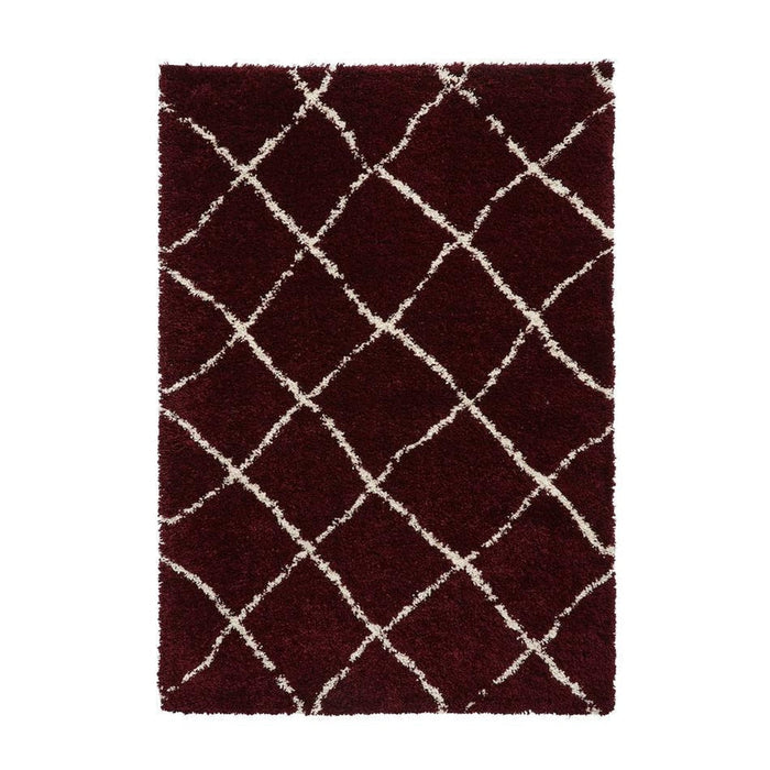 Scandi Berber G257 Tappeto moderno berbero marocchino morbido peluche Boho Shaggy rosso/crema