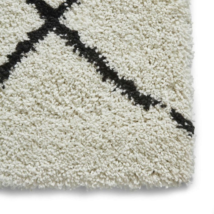 Scandi Berber G257 Modern Moroccan Berber Soft Plush Boho Shaggy White/Black Rug