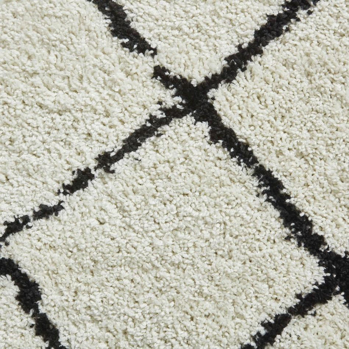 Scandi Berber G257 Modern Moroccan Berber Soft Plush Boho Shaggy White/Black Rug