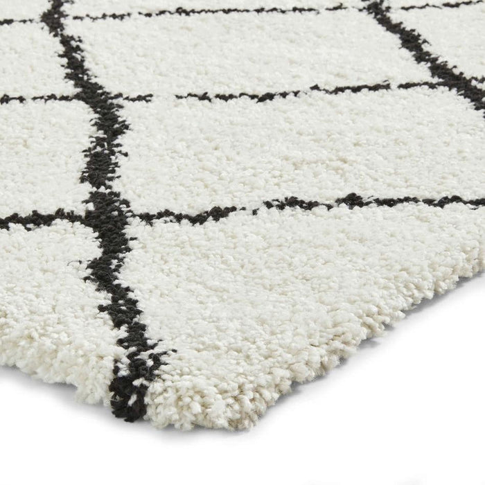 Scandi Berber G257 Modern Moroccan Berber Soft Plush Boho Shaggy White/Black Rug