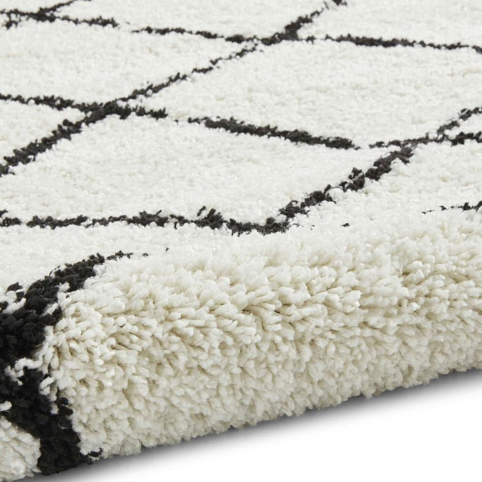 Scandi Berber G257 Modern Moroccan Berber Soft Plush Boho Shaggy White/Black Rug