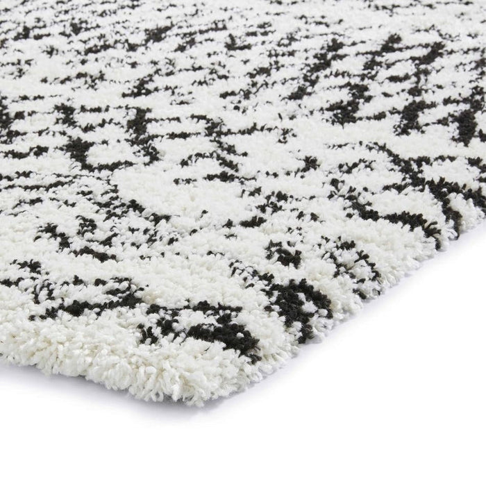 Scandi Berber G271 Modern Moroccan Berber Soft Plush Boho Shaggy White/Black Rug