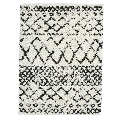 Scandi Berber G272 Modern Moroccan Berber Soft Plush Shaggy White/Black Rug