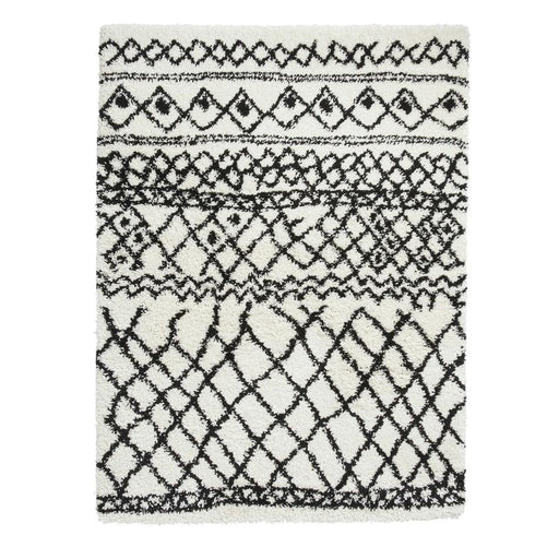 Scandi Berber G274 Modern Moroccan Berber Soft Plush Boho Shaggy White/Black Rug