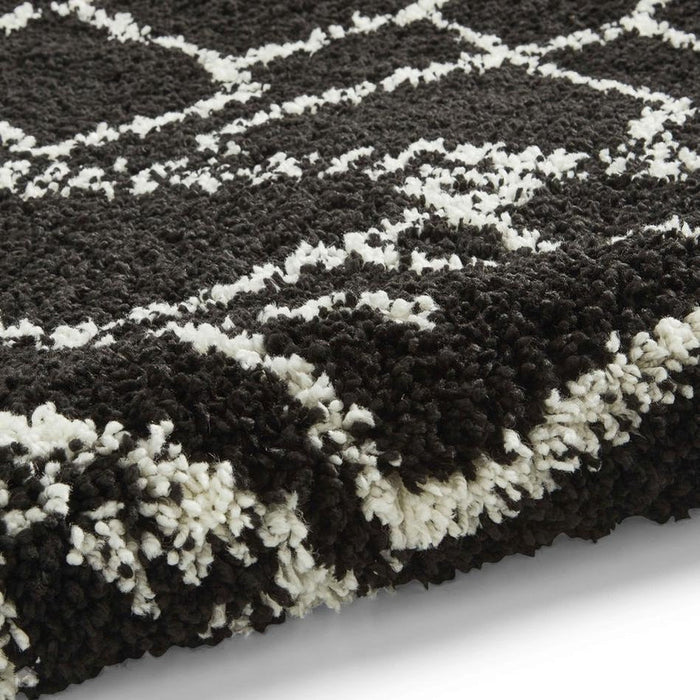 Scandi Berber G276 Modern Moroccan Berber Soft Plush Boho Shaggy Black/White Rug