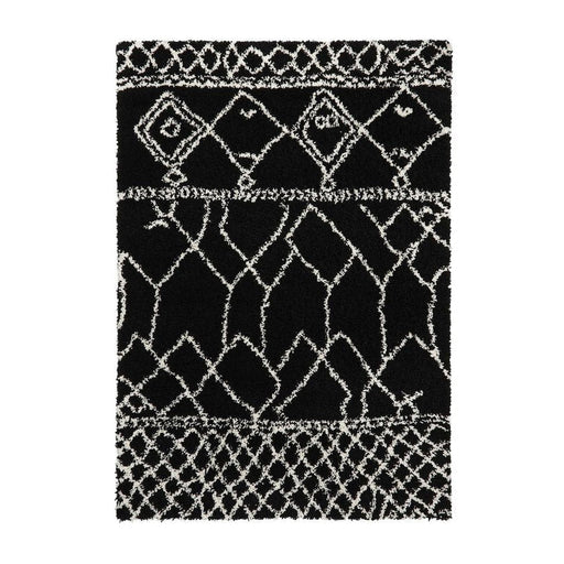 Scandi Berber G276 Modern Moroccan Berber Soft Plush Boho Shaggy Black/White Rug