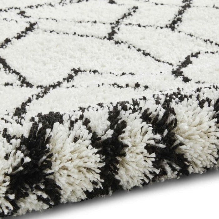 Scandi Berber G276 Modern Moroccan Berber Soft Plush Boho Shaggy White/Black Rug