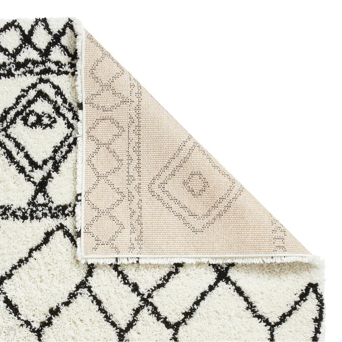 Scandi Berber G276 Modern Moroccan Berber Soft Plush Boho Shaggy White/Black Rug