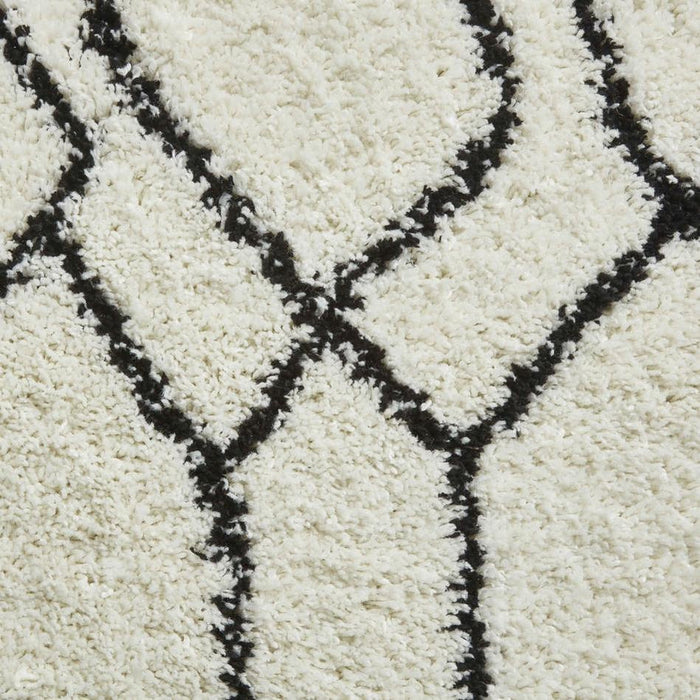 Scandi Berber G276 Modern Moroccan Berber Soft Plush Boho Shaggy White/Black Rug