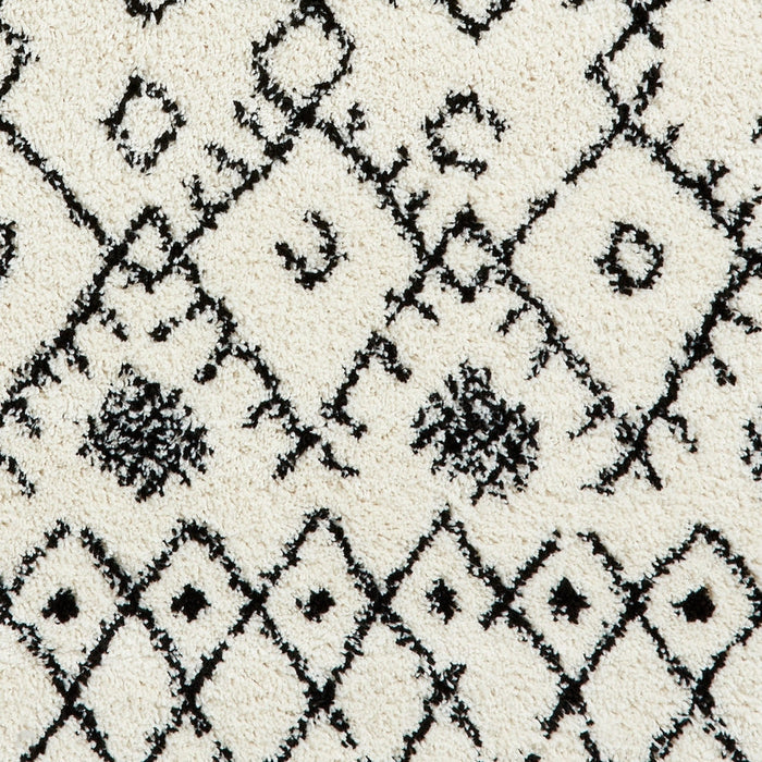 Scandi-Boho RL01 Modern Moroccan Berber Soft Plush Shaggy White/Black Rug