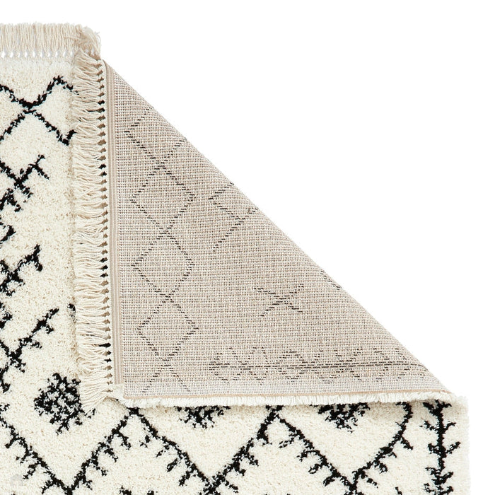 Scandi-Boho RL01 Modern Moroccan Berber Soft Plush Shaggy White/Black Rug