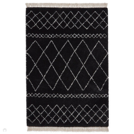 Scandi-Boho RL02 Modern Moroccan Berber Soft Plush Shaggy Black Rug