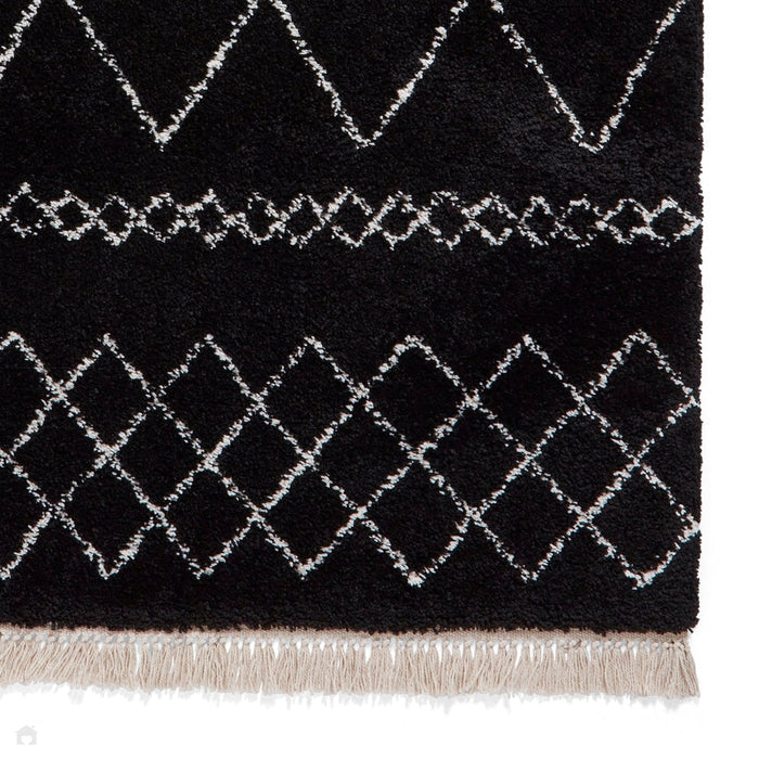 Scandi-Boho RL02 Modern Moroccan Berber Soft Plush Shaggy Black Rug