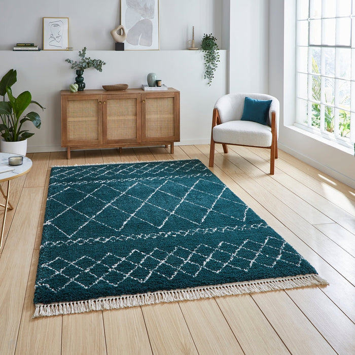 Scandi-Boho RL02 Modern Moroccan Berber Soft Plush Shaggy Green Rug