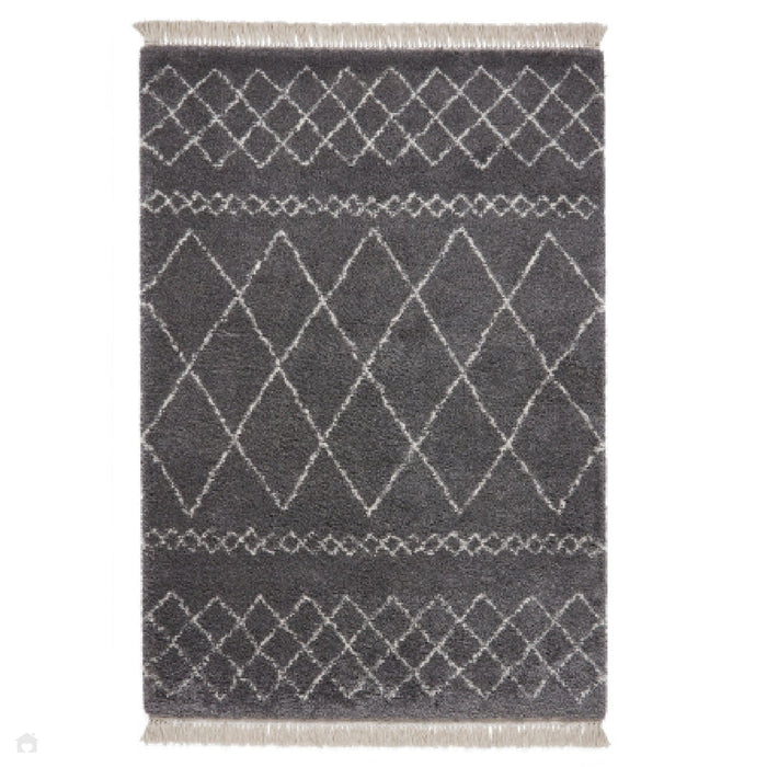 Scandi-Boho RL02 Modern Moroccan Berber Soft Plush Shaggy Grey Rug