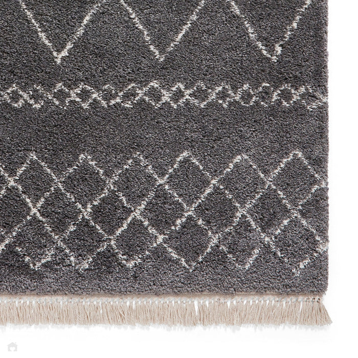 Scandi-Boho RL02 Modern Moroccan Berber Soft Plush Shaggy Grey Rug