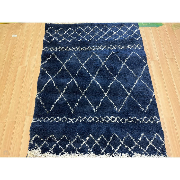 Scandi-Boho RL02 Modern Moroccan Berber Soft Plush Shaggy Navy Blue Rug