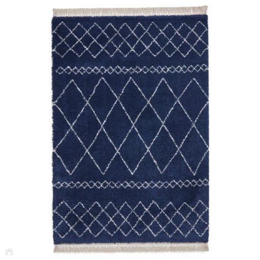 Scandi-Boho RL02 Modern Moroccan Berber Soft Plush Shaggy Navy Blue Rug