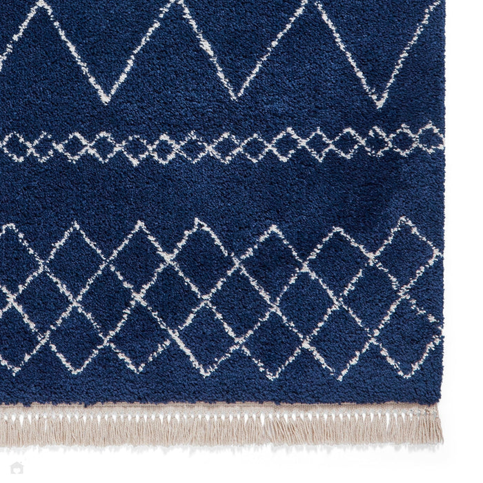 Scandi-Boho RL02 Modern Moroccan Berber Soft Plush Shaggy Navy Blue Rug