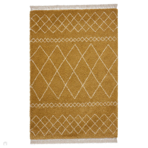 Scandi-Boho RL02 Modern Moroccan Berber Soft Plush Shaggy Ochre Rug