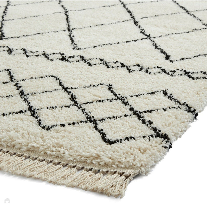 Scandi-Boho RL02 Modern Moroccan Berber Soft Plush Shaggy White/Black Rug