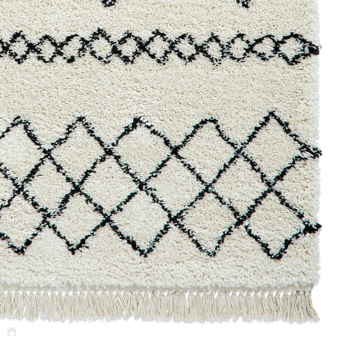 Scandi-Boho RL02 Modern Moroccan Berber Soft Plush Shaggy White/Black Rug