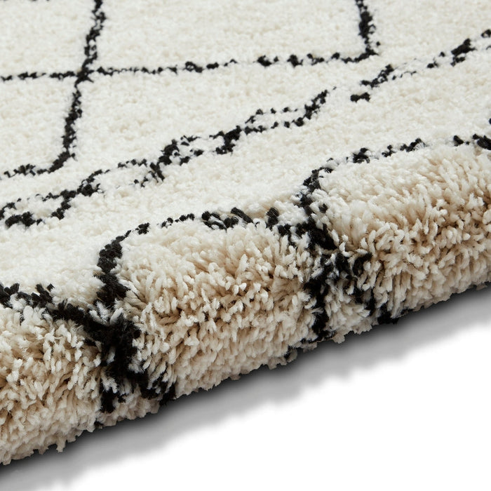 Scandi-Boho RL02 Modern Moroccan Berber Soft Plush Shaggy White/Black Rug