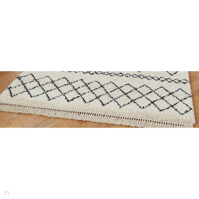 Scandi-Boho RL02 Modern Moroccan Berber Soft Plush Shaggy White/Black Rug