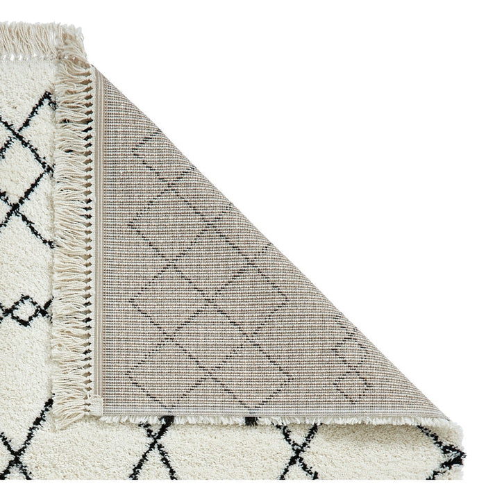 Scandi-Boho RL02 Modern Moroccan Berber Soft Plush Shaggy White/Black Rug