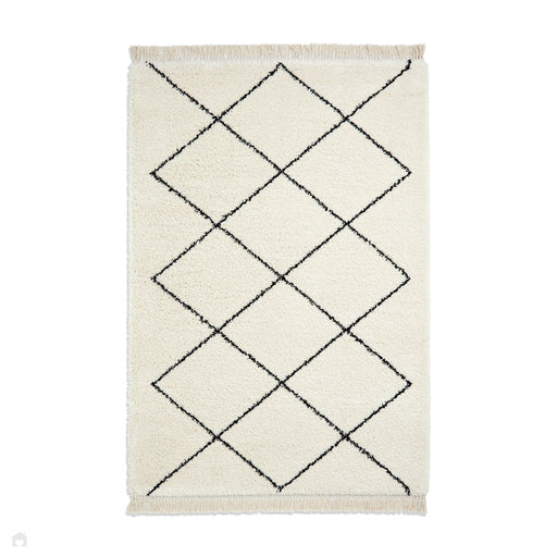 Scandi-Boho RL03 Modern Moroccan Berber Soft Plush Shaggy White/Black Rug